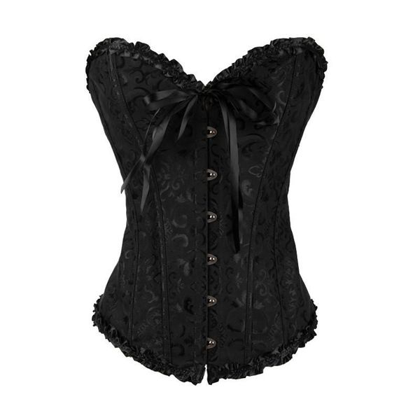 

bustiers & corsets women bustier lace up corset boned waist trainer lingerie overbust body shaper plus size 819, Black;white