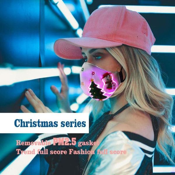 

christmas mask fashion smart reusable lighting music luminous usb charging led glowing cycling caps & masks, Black