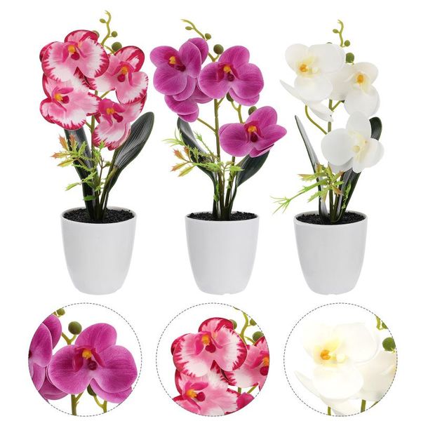 

decorative flowers & wreaths 3pcs imitated potted phalaenopsis artificial plant bonsai fake