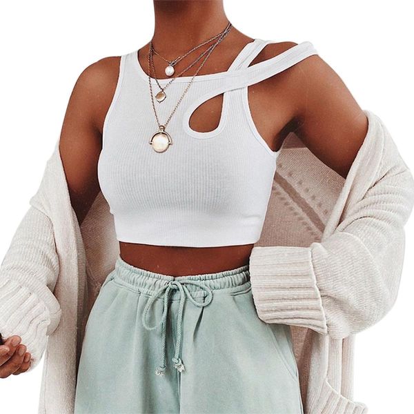 

hollow out women camis summer knitted crop girls fashion workout fitness mini vest female sleeveless bandage tank white top