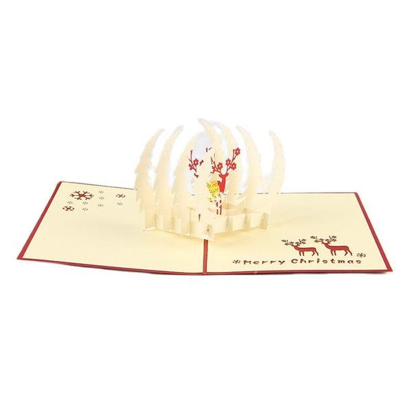 

greeting cards creative three-dimensional christmas year snowflake deer 3d up card