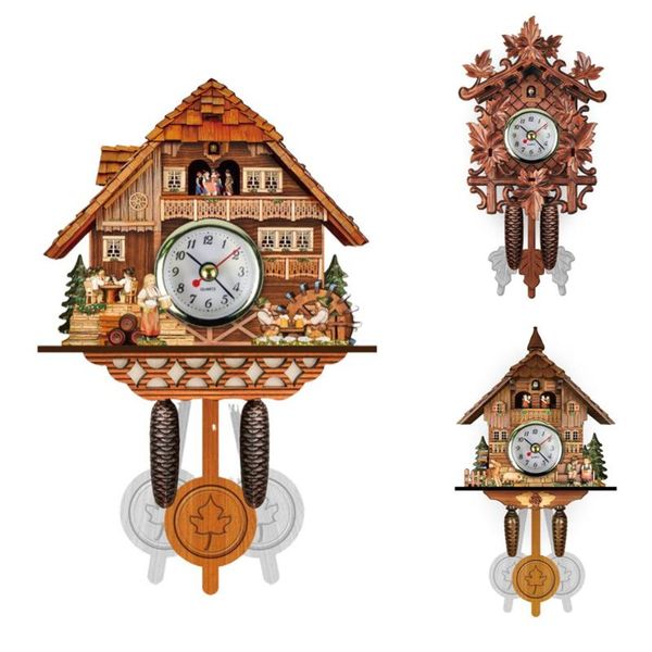 

wall clocks vintage wooden hanging cuckoo clock for living room home restaurant decoration german black forest timekeeping alarm