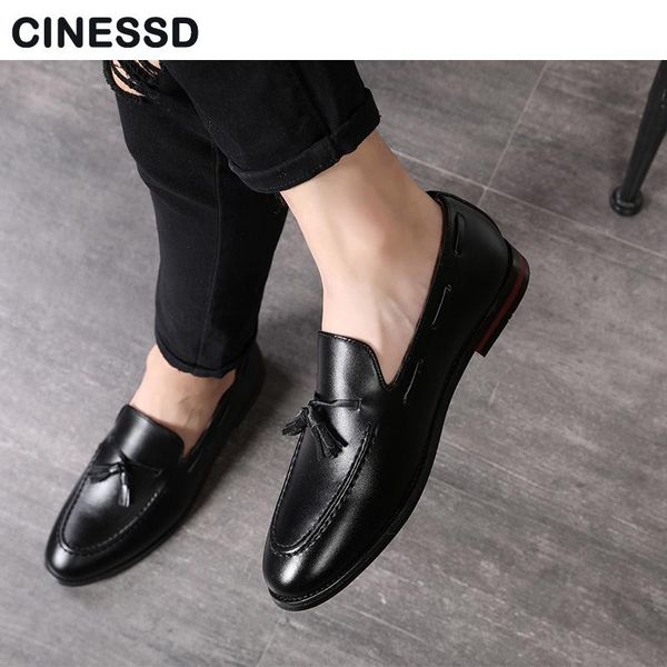

dress shoes male fashion tassel casual black bottom leather gentleman flat heel slip-on loafers big size 37-48