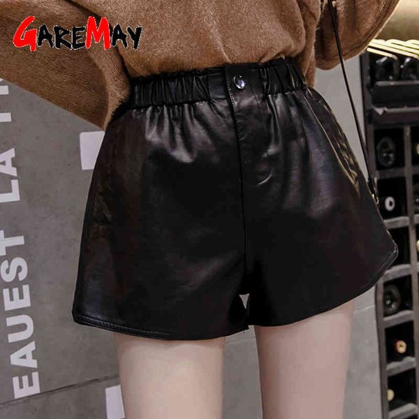 

fall winter women's leather shorts black high waist korean style plus size pu panties female for 210428, White;black