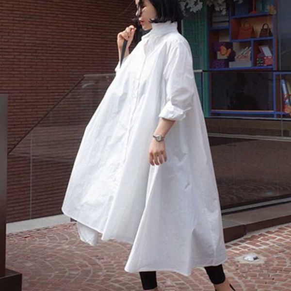 

casual dresses fashion shirt dress spring summer 2021 women loose irregular big swing pluz size, Black;gray