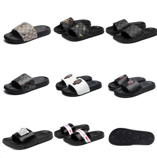 

2022 fashion mens designer slippers womens slides sandals men luxury shoes summer beach slide flat platform flower women sneakers laether ru, Black