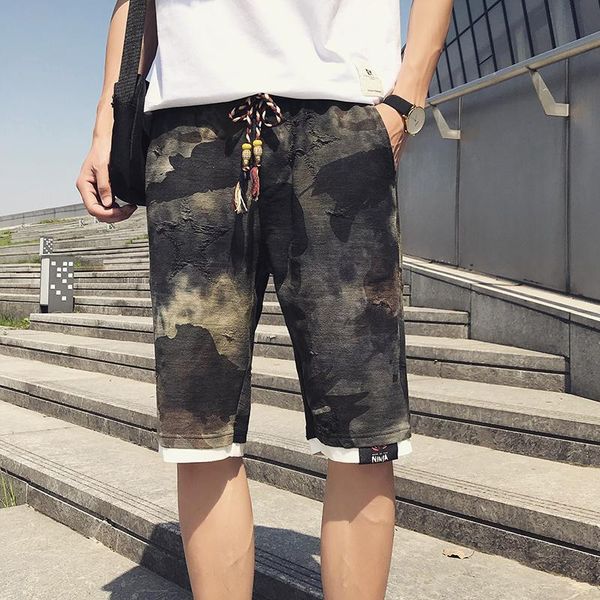 

camouflage cropped trousers men shorts casual cargo korean slim summer men's, White;black