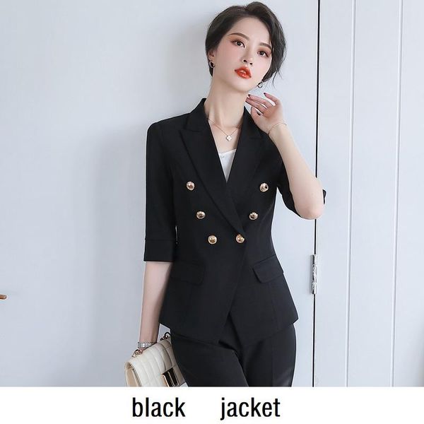 

women's suits & blazers women summer half sleeve pants office lady formal work clothes woman set 6116, White;black