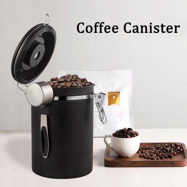 

coffee beans storage jar with spoon canister sealed tank tea candy nuts oatmeal albumen powder spices bottles & jars