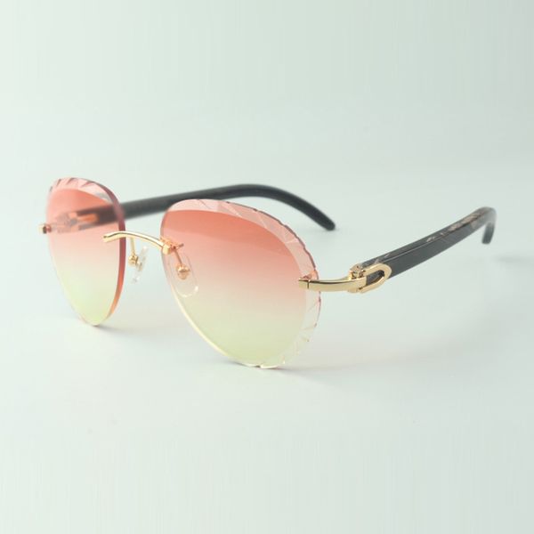 

2022 exquisite classic sunglasses 3524027 with natural black textured buffalo horn temples and cut lens glasses, size: 18-140 mm, White;black