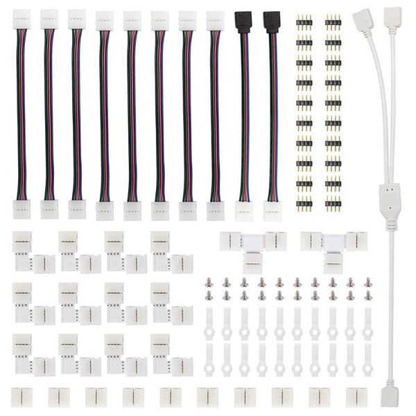 

strips 95pcs 4-pin led strip connector kit with t-shaped l-shaped connectors jumpers clips