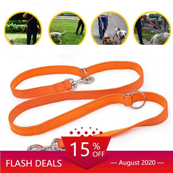 

dog collars & leashes diving cloth padded leash double head two p chain collar adjustable long short rope running training leads