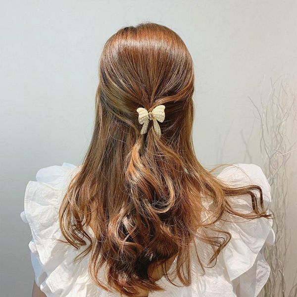 

hair clips & barrettes korean elegant simulated pearl bowknot moon for women female gold color alloy cross knot clip hairpins accessories, Golden;silver