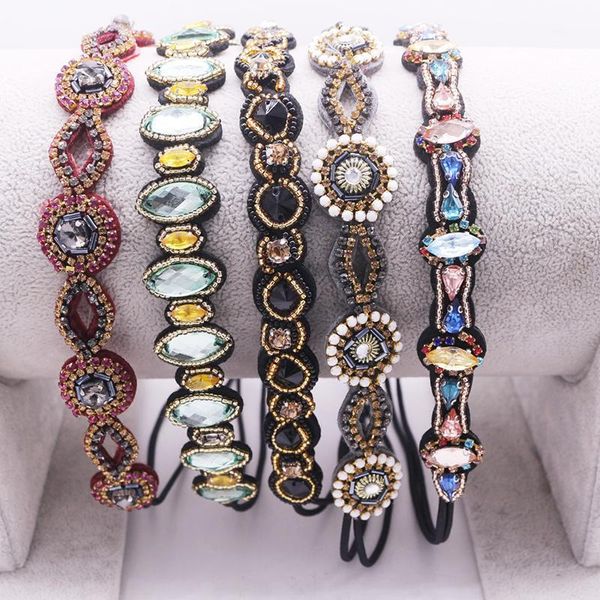 

ethnic glass beads handmade headband pearl rhinestone customized beaded hairband for women & girls hair accessories1