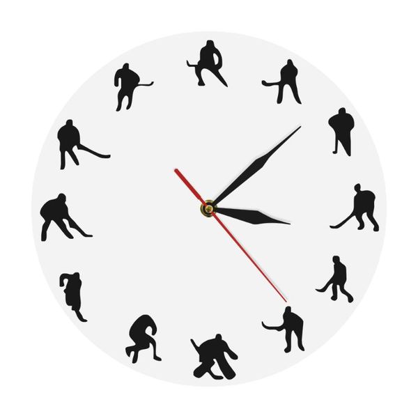 

ice hockey field sports room wall decor minimalist design clock team game players modern clocks