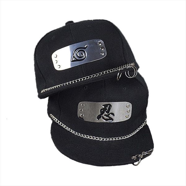 

autumn punk style metal ninja cosplayer hip hop flat cap for men women japanese smiple anime snapback hat fit, Blue;gray