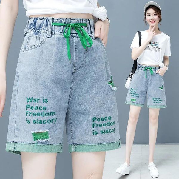 

women's shorts summer jeans girl females harajuku embroidery womens hip hop korean ulzzang trendy street high, White;black