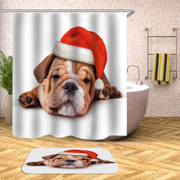 

shower curtains christmas dog waterproof drop bath curtain polyester fabric wc