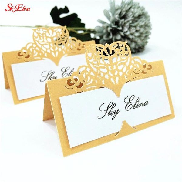 

10/50/100pcs wedding table card paper laser cut heart shape name place party decoration favor seat greeting cards