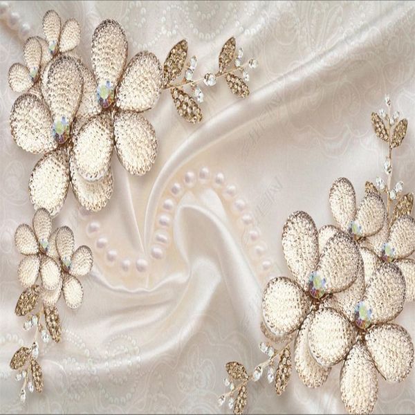 

luxury classic painting wallpaper golden diamond flower silk jewelry wallpapers background wall