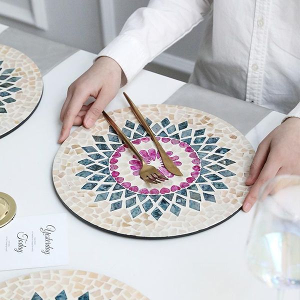 

mats & pads nordic shell placemat heat insulation pad household decorative plates round desktableware kitchen accessories