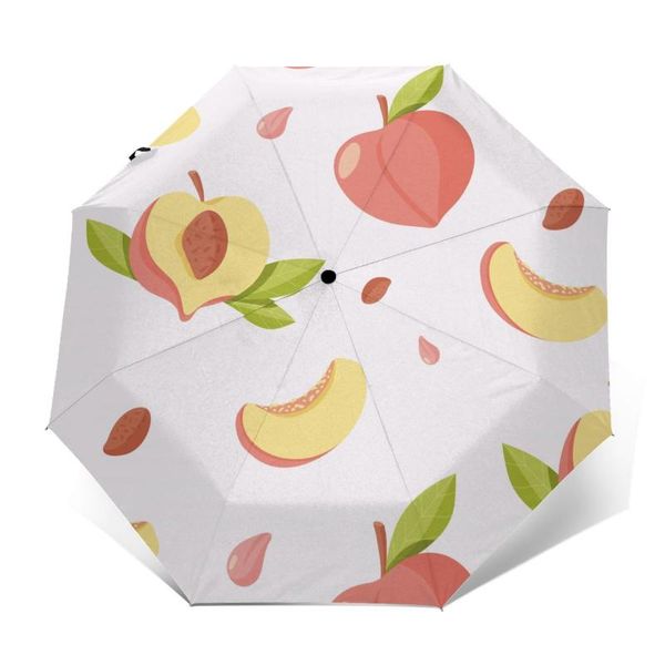 

umbrellas automatic umbrella pink peach three-fold women men rain