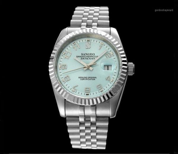 

37.5mm business watch automatic self-wind movement mechanical watches date men's sd298-s8 wristwatches, Slivery;brown