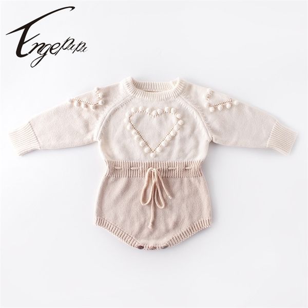 

engepapa handmade love knitting long sleeve clothes spring autumn toddler baby girl knitting romper born baby girls jumpsuit 211023, Blue