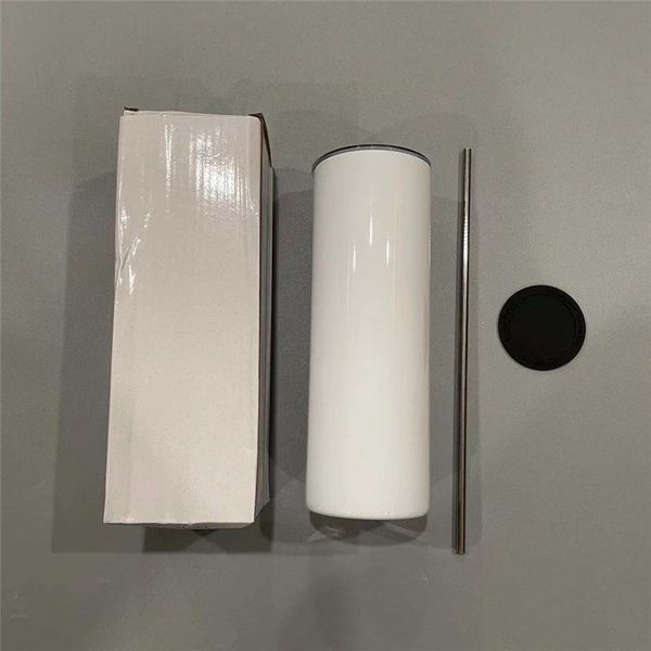 

20oz sublimation straight tumblers with steel straw rubber bottoms stainless tumbler coffee mug water bottle sublimaciÃ³n glossy matte cups a