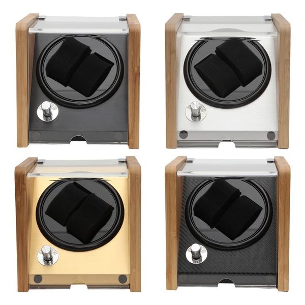 

watch boxes & cases double winder transparent cover for 2 black, Black;blue