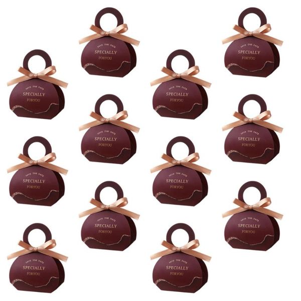 

gift wrap 20 pcs exquisite packing box claret candy case portable folding paper bag