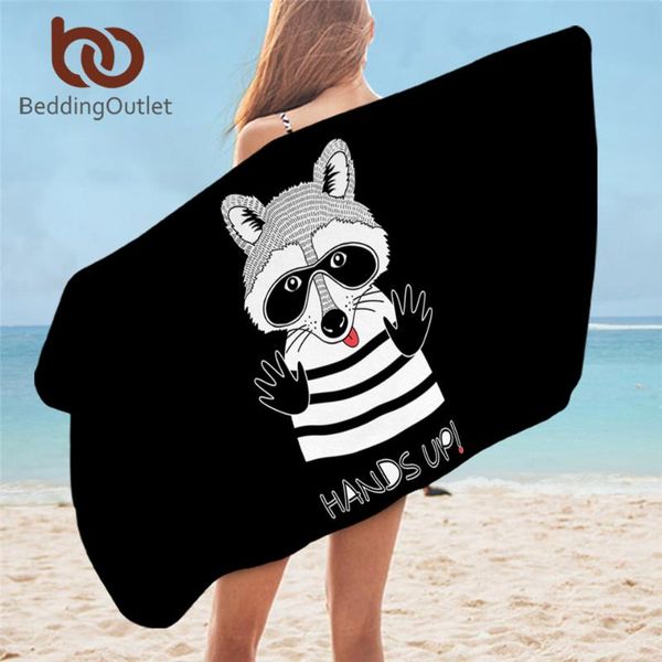 

beddingoutlet raccoon bath towel cartoon microfiber beach doodle animal portrait picnic mat 75x150cm thin blanket dropship