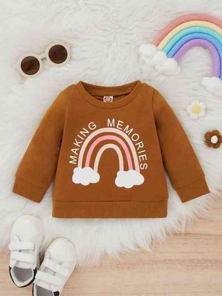 

baby letter & rainbow print pullover she, Black