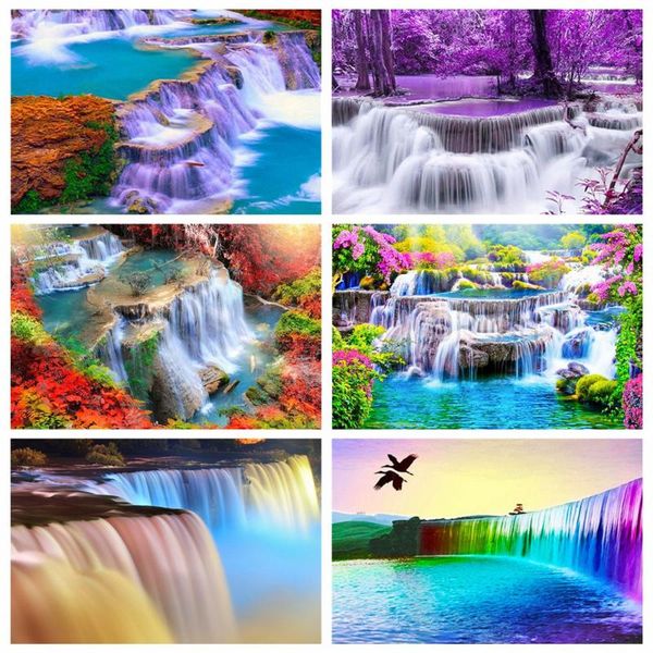 

diamond painting canvas size 5d full square rhinestones waterfall embroidery cross stitch mosaic scenery modular picture