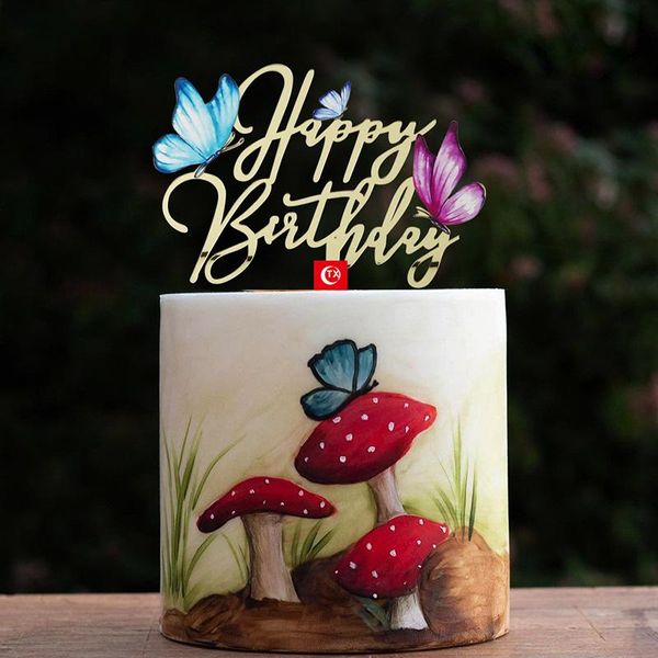 

other festive & party supplies color simulation butterfly acrylic birthday cake er golden letters baking ers girls decorations