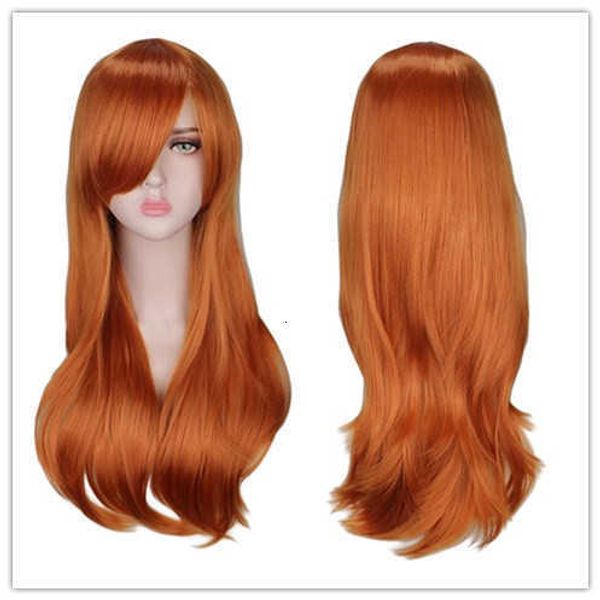 

women's 70cm long high temperature silk orange curly hair cos animation wig, Black