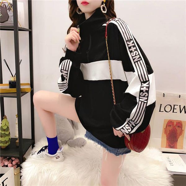 

women's t-shirt hoodie sweatshirts long sleeve women hooded pullover female high street oversize students kawaii orean style harajuku, White