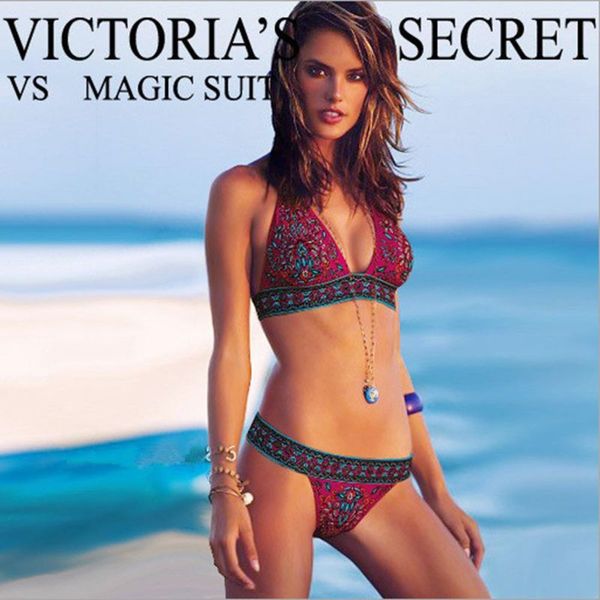 

split triangle swimsuit ethnic printed women's swimsuit, White;black