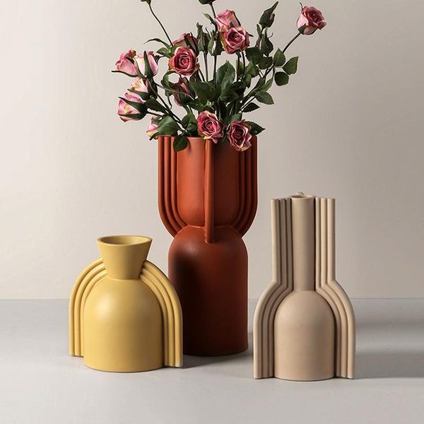 

vases creative nordic flower vase geometric ceramic arrangement living room display office furnishings ornament