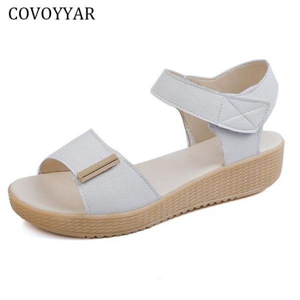 

dress shoes covoyyar 2021 summer platform women sandals solid low wedges heel hook loop ladies ankle strap fashion casual wss326, Black