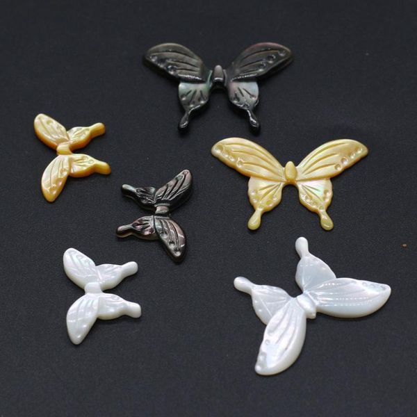 

charms natural seawater shell pendant mother of pearl butterfly-shaped for jewelry making diy necklace earring accessory, Bronze;silver