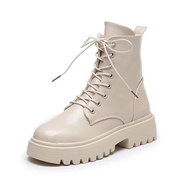 

boots lace-up pu ankle women shoes solid winter casual shoe woman plus size arrival female drop deals, Black