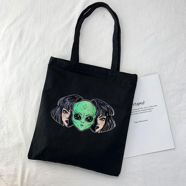 

cross body summer punk casual fashion vintage alien harajuku ulzzang canvas ins large capacity women shopper bag cartoon shoulder bags