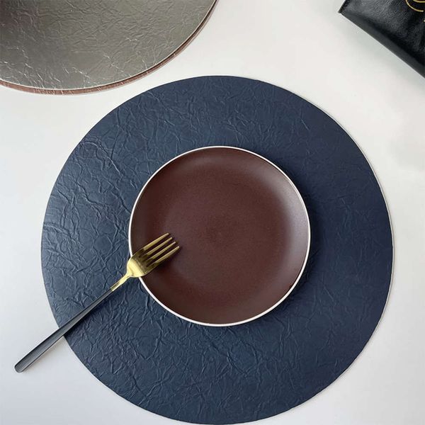 

round leather table mat round western waterproof and oil proof