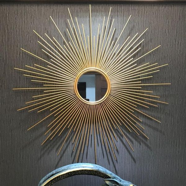 

mirrors 80cm sun shape decorative mirror metal innovative art decoration round makeup home bedroom wall
