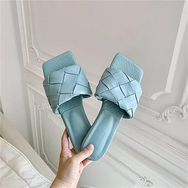 

slippers 2021 fashion womens knitting shoes summer sandals mens leather platform sandal flats ladies beach, Black