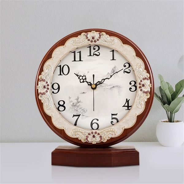 

desk & table clocks european clock living room decoration quartz retro office ornaments classical desksilent pendulum