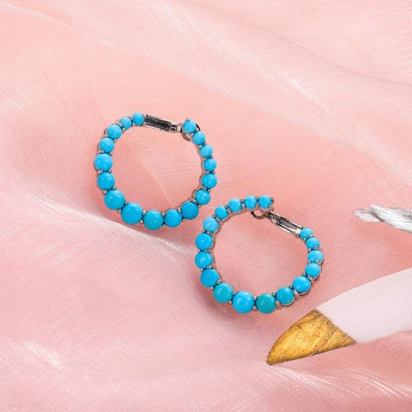 

hoop & huggie gz zongfa fashion jewelry for women nautral turquoise earrings 925 sterling silver, Golden;silver