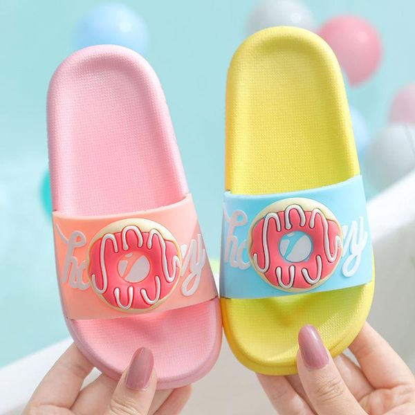 

slippers doughnut children kids summer beach shoes boy girl sandals non-slip baby toddler men women, Black