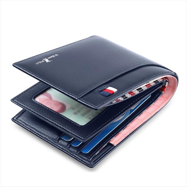 

mens slim walet genuine leather mini puse casual design bifold wallet fashion brand sort small pouch pl181342, Red;black